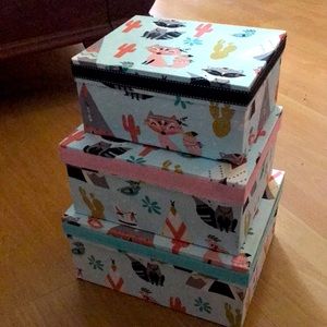 (3) BOHO style stackable boxes 🌈